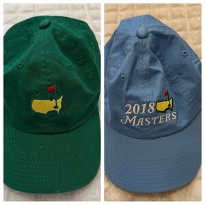 The Masters LOT of 2 Baseball Caps ~ Green & Blue Augusta Golf